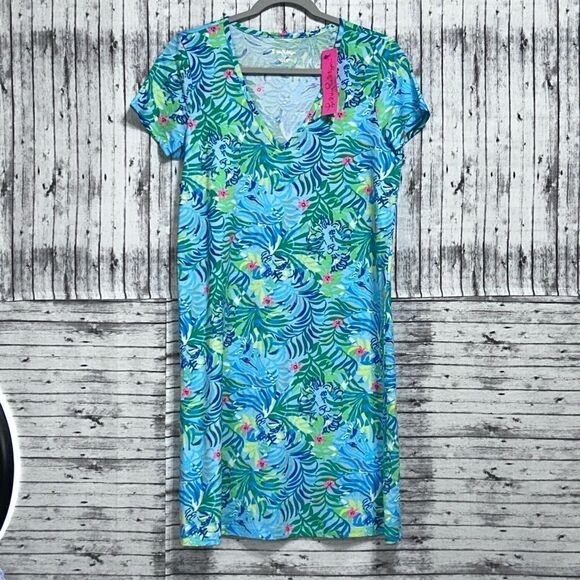 Lilly Pulitzer Etta V-Neck Short Sleeve Dress Via Parigi - Picture 1 of 9
